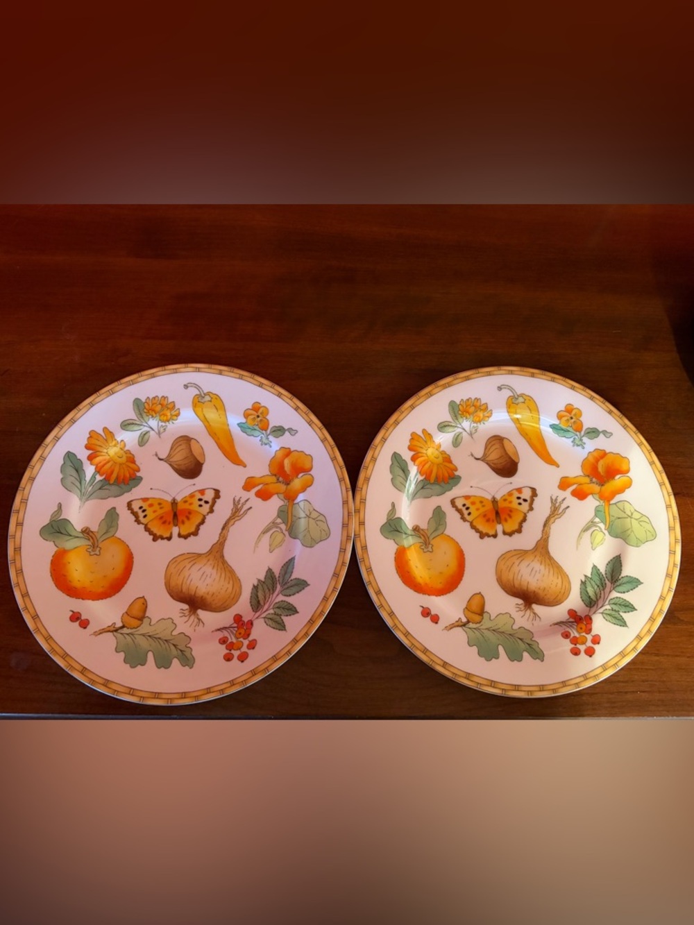 Decorative Crate and Barrel  Fruit & Floral  Plates -